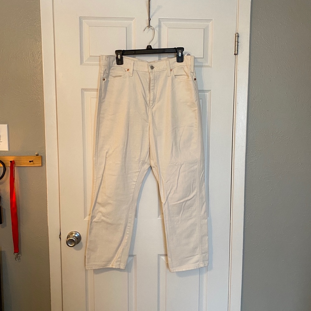 Levi Strauss White High Rise Straight Denim Jeans